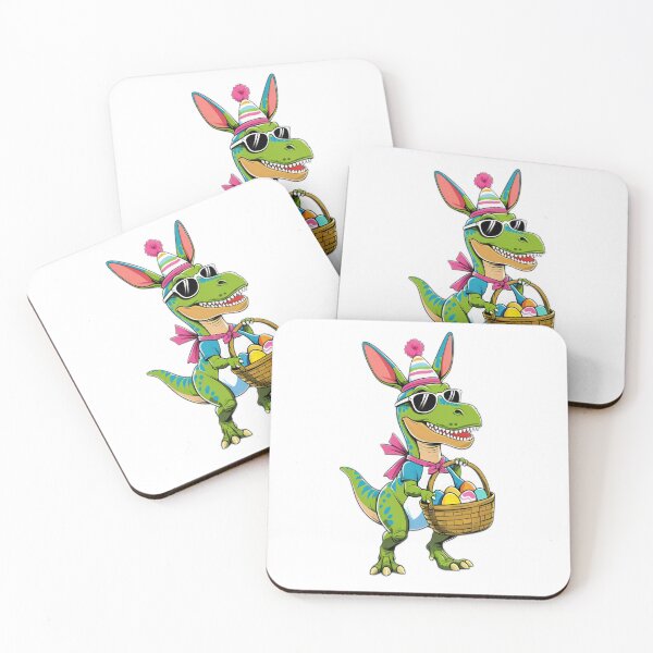 Item preview, funny easter dinosaur with sunglasses and a basket of colored eggs ,Happy Easter,Easter Humor,Easter Day,funny easter design designed and sold by Expressions-Sel.