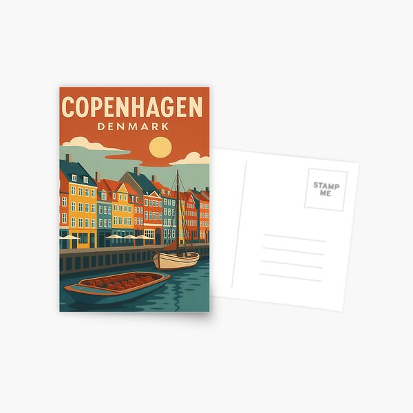 Item preview, Traveling COPENHAGEN Denmark Vintage Poster designed and sold by Polygonist.