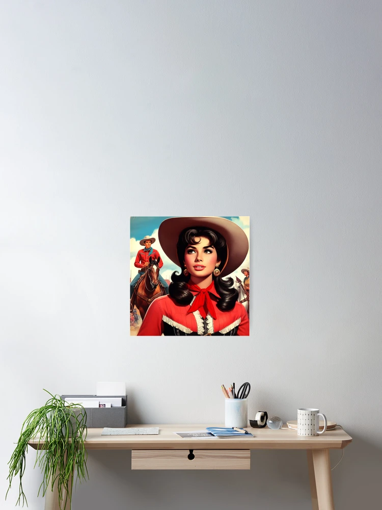 Thumbnail 2 of 3, Poster, Retro Rodeo Pinup designed and sold by PulpVintage.