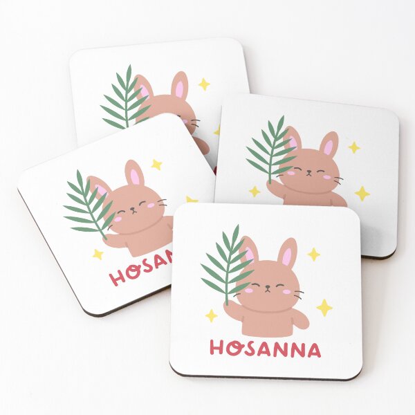 Item preview, Hosanna Easter Sticker with Cute Bunny Holding Palm Leaf designed and sold by BubiStudio.