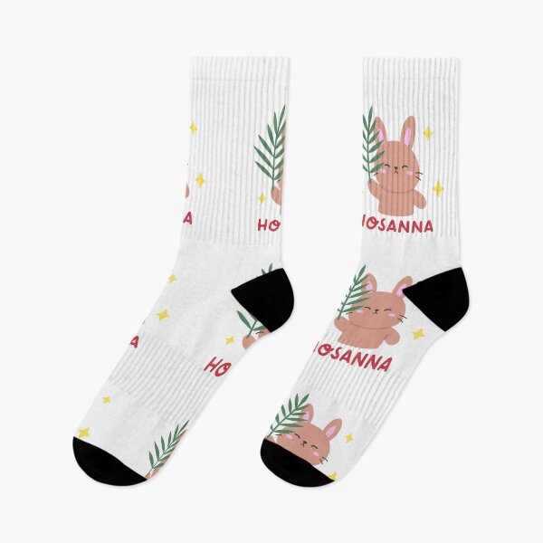 Item preview, Hosanna Easter Sticker with Cute Bunny Holding Palm Leaf designed and sold by BubiStudio.