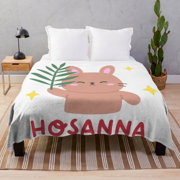 Item preview, Hosanna Easter Sticker with Cute Bunny Holding Palm Leaf designed and sold by BubiStudio.