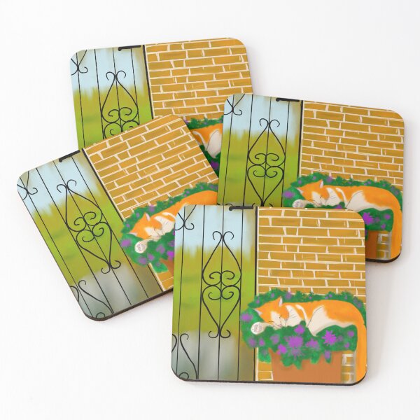 Item preview, Sleepy cat in garden designed and sold by Hollow Heart Designs.