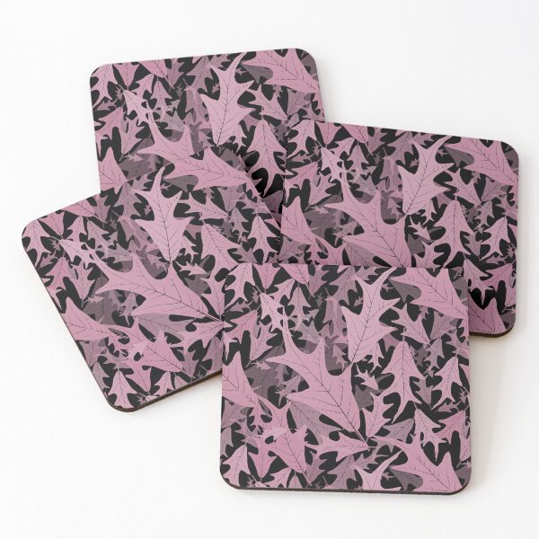 Item preview, Swirling Oak Leaves Dusty Rose on Black Half-drop designed and sold by Art in My Loft.
