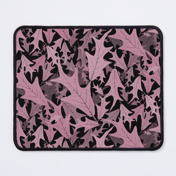 Item preview, Swirling Oak Leaves Dusty Rose on Black Half-drop designed and sold by Art in My Loft.