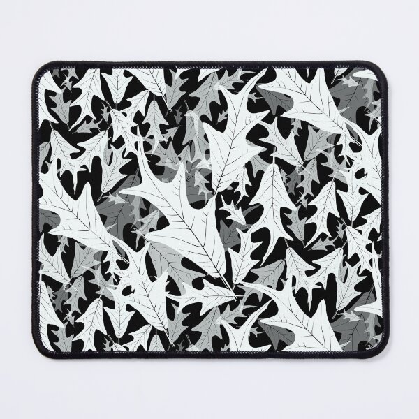 Item preview, Swirling Oak Leaves Ice White on Black Half-drop designed and sold by Art in My Loft.
