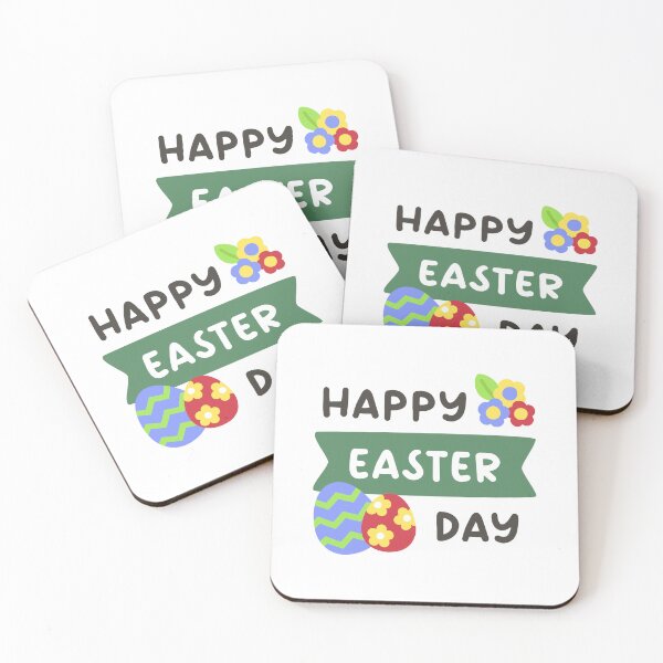 Item preview, Happy Easter Day Sticker with Banner, Eggs, and Floral Details designed and sold by BubiStudio.