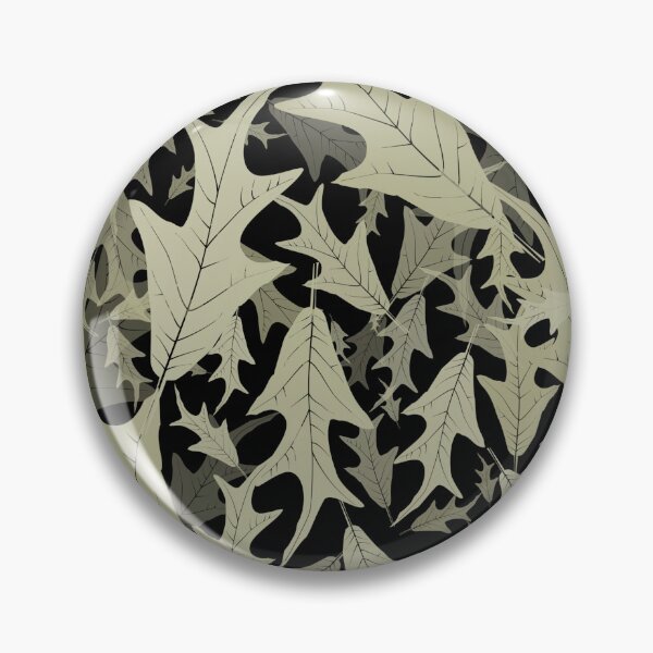 Item preview, Swirling Oak Leaves Light Khaki on Black Half-drop designed and sold by Art in My Loft.