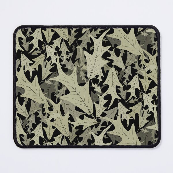 Item preview, Swirling Oak Leaves Light Khaki on Black Half-drop designed and sold by Art in My Loft.