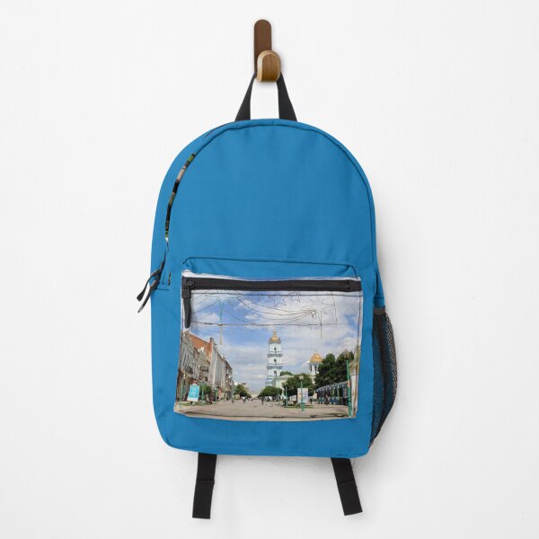 Item preview, Street Scene in Sumy with Holy Resurrection Cathedral and Pigeons. Historic Cityscapes of Sumy, Ukraine designed and sold by Maryna Gumenyuk.