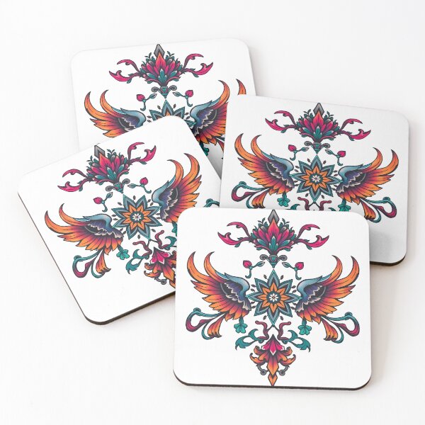 Item preview, Ornate Winged Floral Emblem with Symmetrical Design designed and sold by ArtMorphStudio.