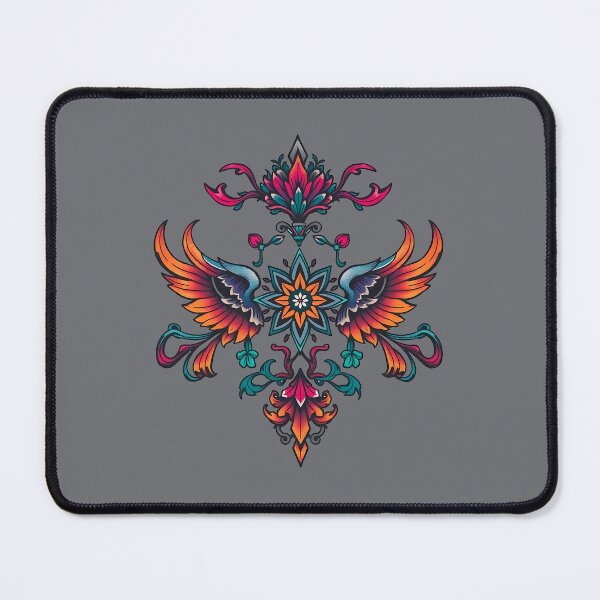 Item preview, Ornate Winged Floral Emblem with Symmetrical Design designed and sold by ArtMorphStudio.