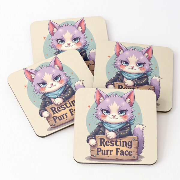 Item preview, Resting Purr Face – Kawaii Punk Cat Illustration by LaLi Designs designed and sold by LaLi-Designs.
