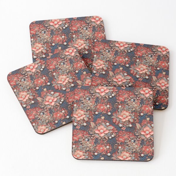 Item preview, Intricate Victorian lace floral pattern with pearls designed and sold by Designbes.