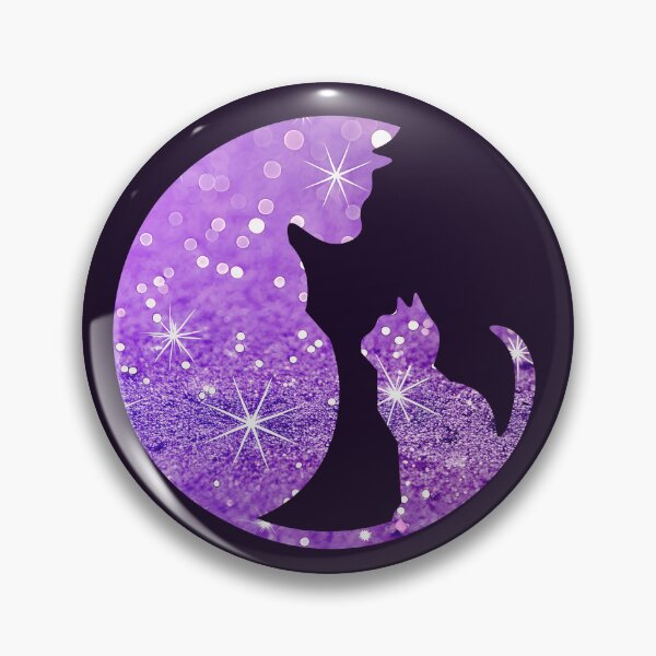 Item preview, Glitter effect Cute Cats with pink stars and Deep Purple background designed and sold by Fantacaroo Designs.