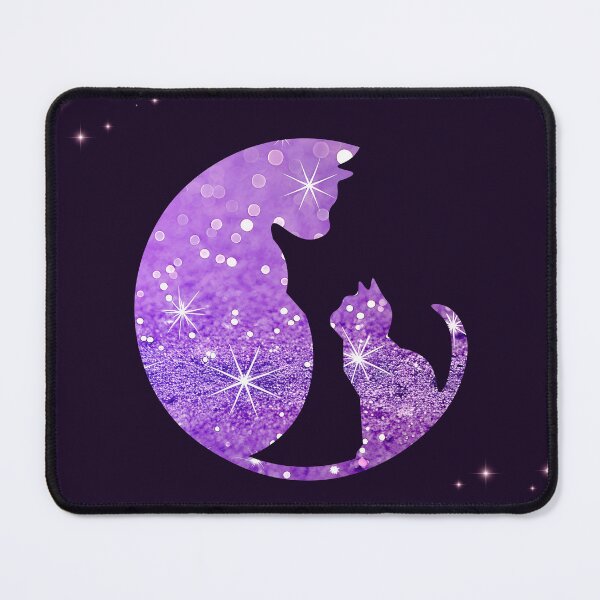 Item preview, Glitter effect Cute Cats with pink stars and Deep Purple background designed and sold by Fantacaroo Designs.