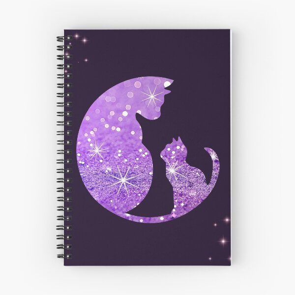 Item preview, Glitter effect Cute Cats with pink stars and Deep Purple background designed and sold by Fantacaroo Designs.