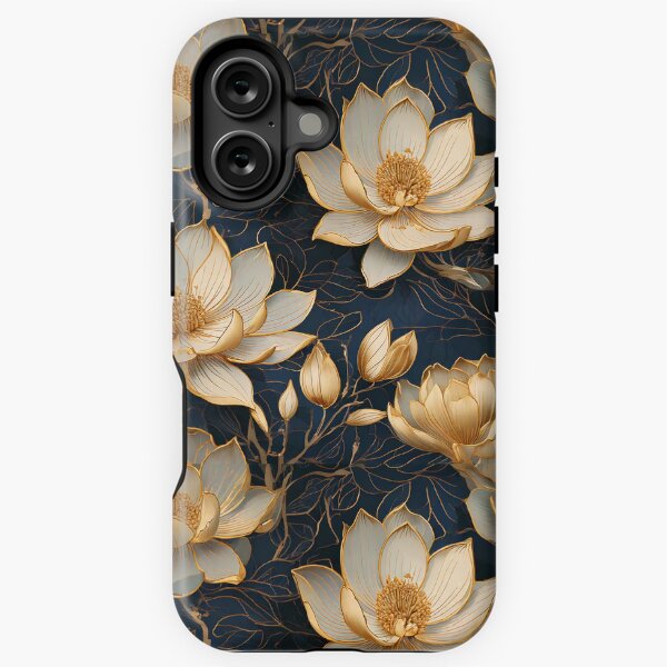 Item preview, Elegant gold-outlined magnolia floral designed and sold by Designbes.