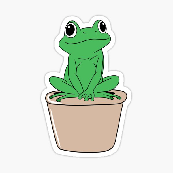 Item preview, Cute Cartoon Frog Sitting in a Flower Pot designed and sold by majownik.
