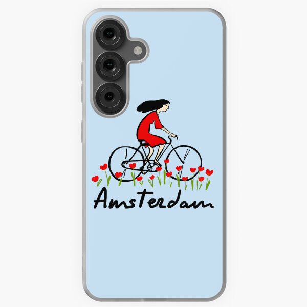 Ilustración de pegatina "En bicicleta entre tulipanes" (Países Bajos) Funda blanda para Samsung Galaxy