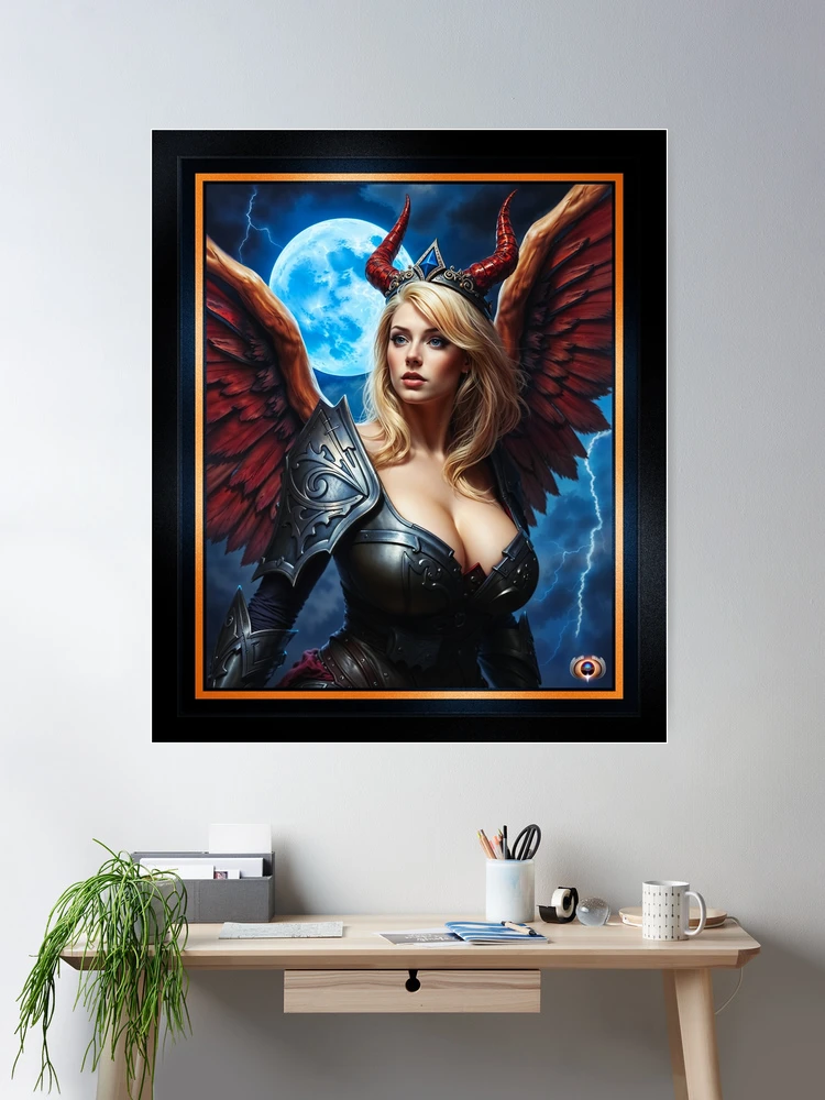 The Celestial Winged Guardian, Aurelia Vylerius By Moonlight AI Concept Art by Xzendor7 | A Stunning Golden Warrior 2 The Celestial Winged Guardian, Aurelia Vylerius By Moonlight Stunning AI Concept Art by Xzendor7 Room Decor Poster Art Print