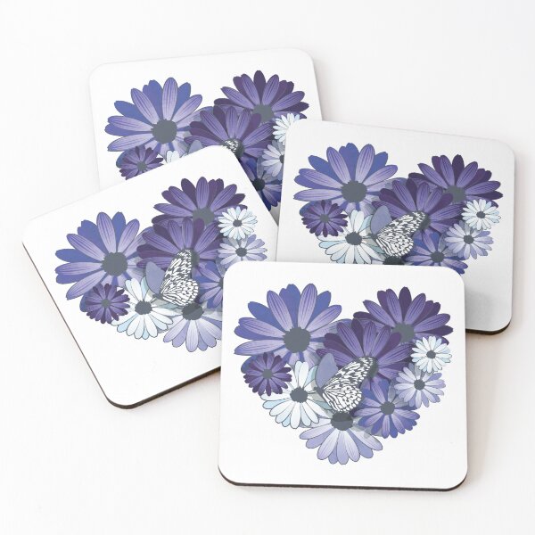 Item preview, African Daisy Spring Floral // blue flowers, butterflies and heart designed and sold by SelmaCardoso.