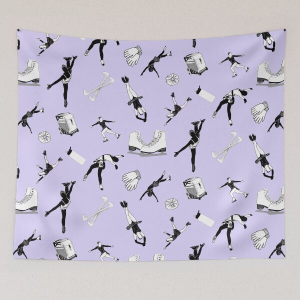 Item preview, Figure Skating Female Silhouettes and Accessories on Pastel Purple designed and sold by PD-Skating.