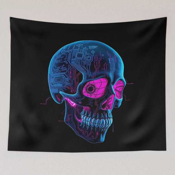 Item preview, "Cyberpunk skull with neon circuit patterns, designed and sold by Inspiretouplift.