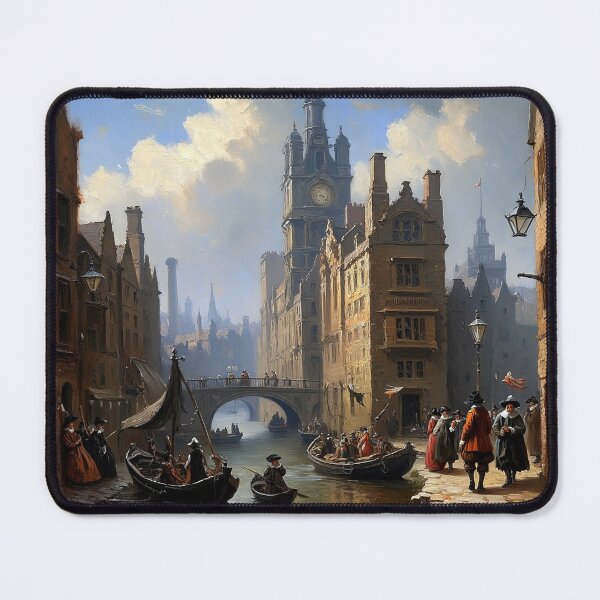 Item preview, Medieval city streets painting art designed and sold by Vintage Designs +.