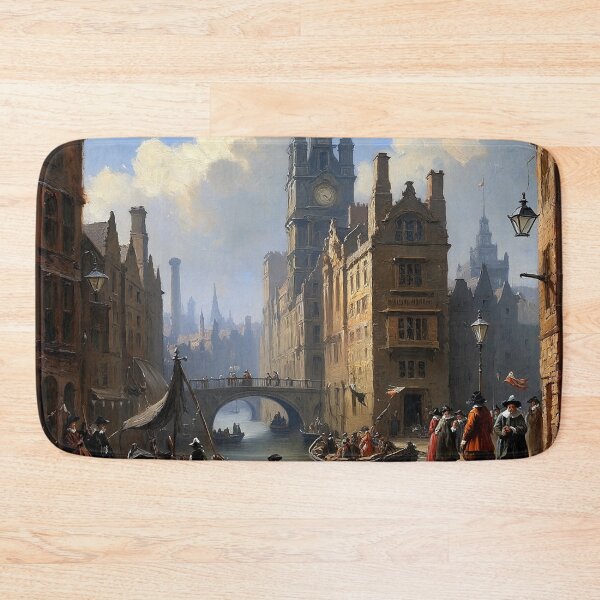 Item preview, Medieval city streets painting art designed and sold by Vintage Designs +.