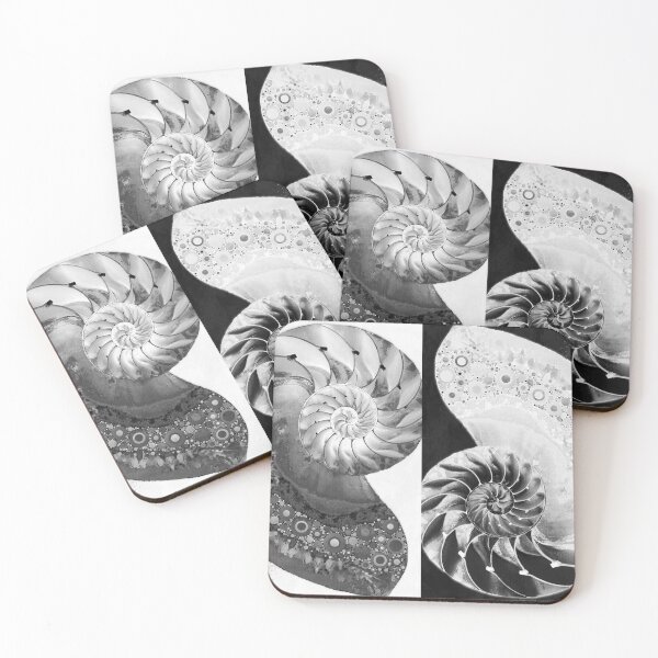 Item preview, Duality Nautilus Black And White Shell Art designed and sold by Sharon Cummings Art.