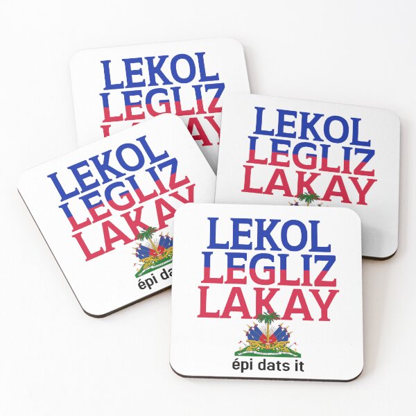 Item preview, Haitian Lekol Legliz Lakay Haiti Flag Creole Sayings designed and sold by Colorfulman.
