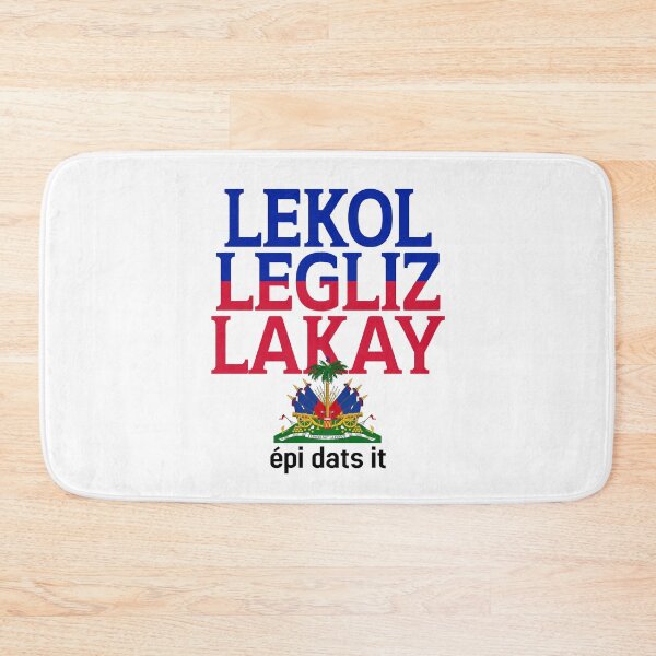 Item preview, Haitian Lekol Legliz Lakay Haiti Flag Creole Sayings designed and sold by Colorfulman.