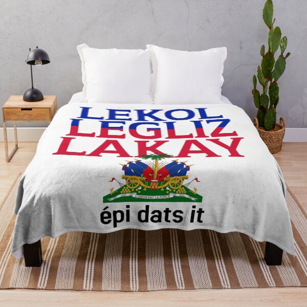 Item preview, Haitian Lekol Legliz Lakay Haiti Flag Creole Sayings designed and sold by Colorfulman.