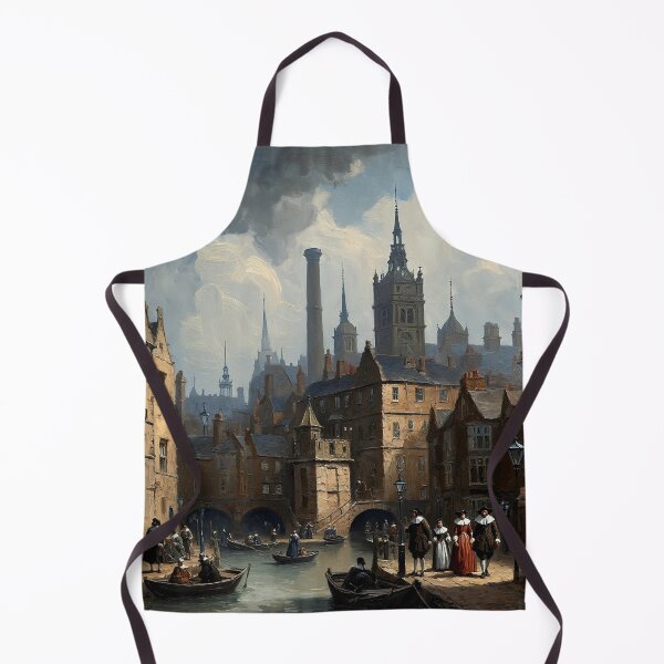Item preview, Medieval city streets painting art designed and sold by Vintage Designs +.