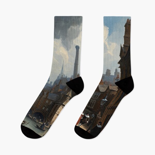 Item preview,  Medieval city streets painting art designed and sold by Vintage Designs +.