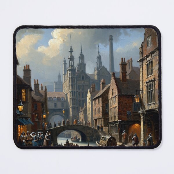 Item preview, Medieval city streets painting art designed and sold by Vintage Designs +.