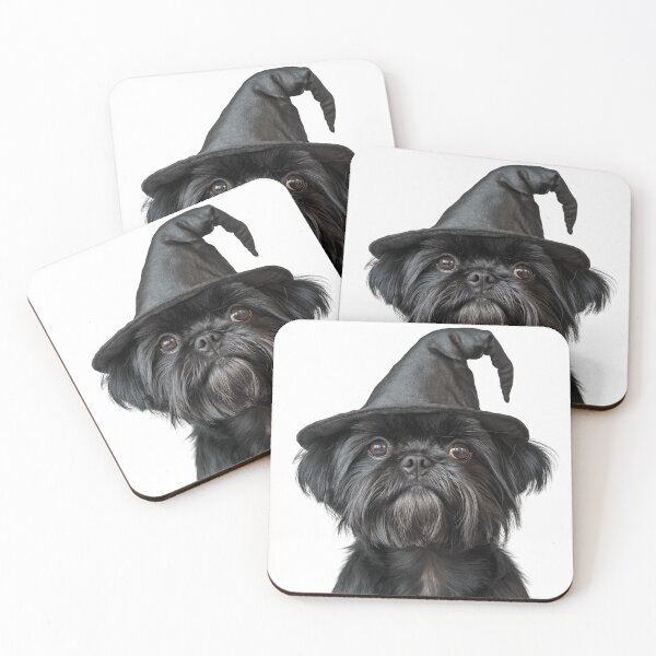 Item preview, Affenpinscher Dog Wearing Halloween Witch Hat designed and sold by LazyOwlStore.