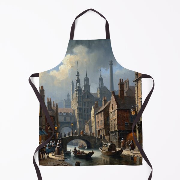 Item preview, Medieval city streets painting art designed and sold by Vintage Designs +.