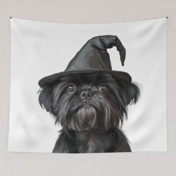 Item preview, Affenpinscher Dog Wearing Halloween Witch Hat designed and sold by LazyOwlStore.