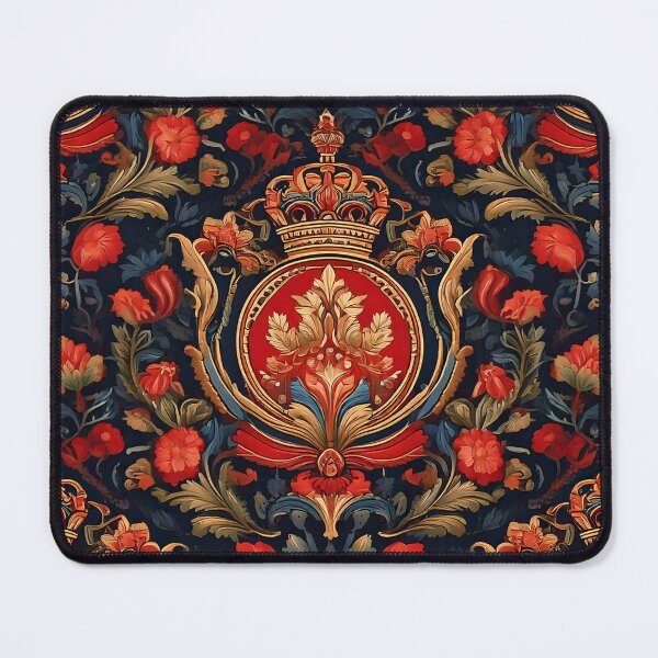 Item preview, Royal Crest floral motif in embroidered style designed and sold by Designbes.