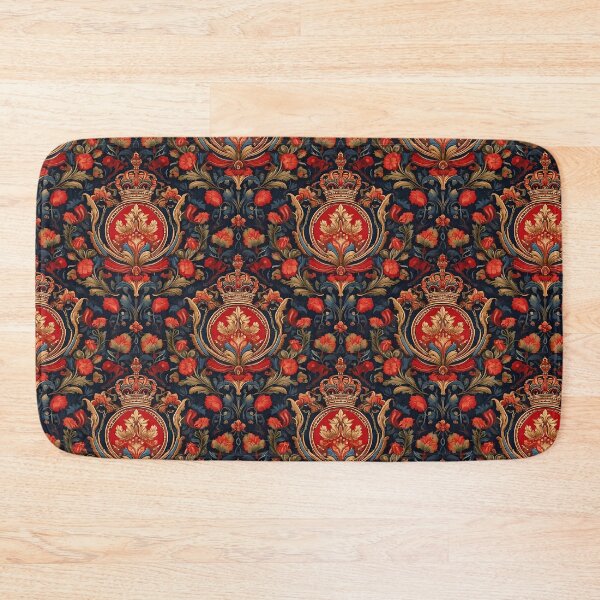 Item preview, Royal Crest floral motif in embroidered style  designed and sold by Designbes.