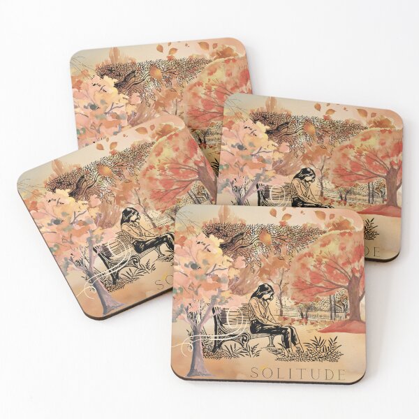 Item preview, “Solitude” – Autumn Memory Illustration in Ink and Watercolor designed and sold by beaniedreamie.