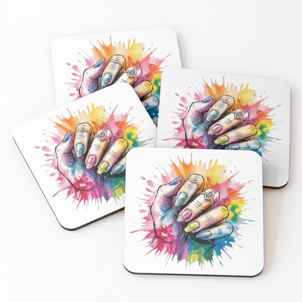 Item preview, Manicure Colorful Nails Watercolor designed and sold by MadCatPrints.