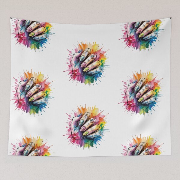 Item preview, Manicure Colorful Nails Watercolor designed and sold by MadCatPrints.