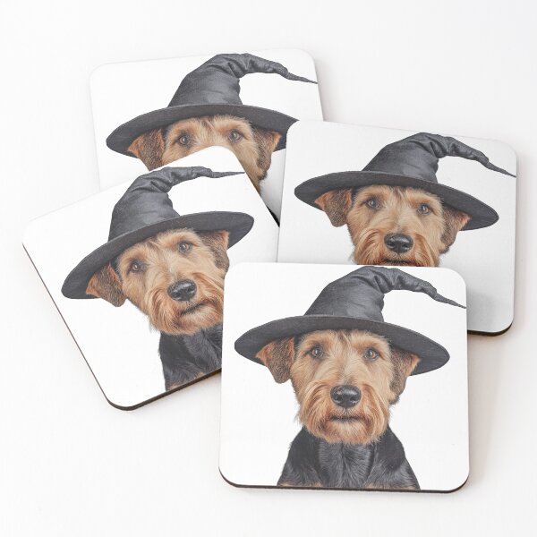 Item preview, Airedale Terrier Dog Wearing Halloween Witch Hat designed and sold by LazyOwlStore.