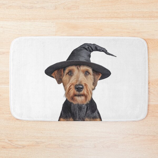 Item preview, Airedale Terrier Dog Wearing Halloween Witch Hat designed and sold by LazyOwlStore.