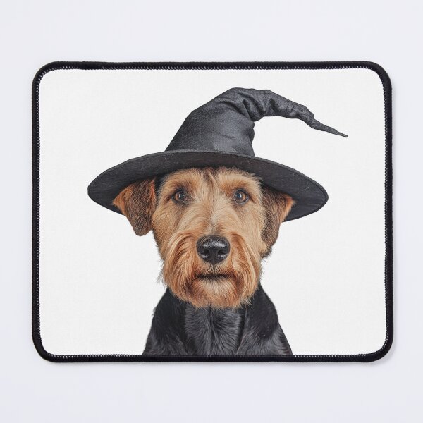 Item preview, Airedale Terrier Dog Wearing Halloween Witch Hat designed and sold by LazyOwlStore.