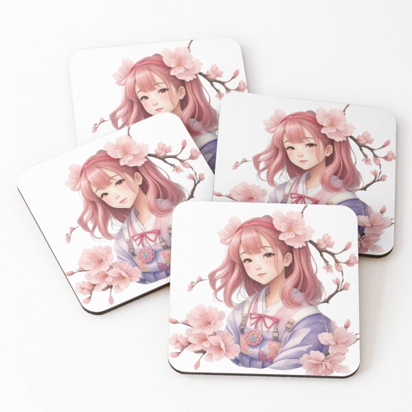Item preview, Sakura Whisper – Watercolor Portrait of a Cherry Blossom Maiden designed and sold by CharmingGarden.
