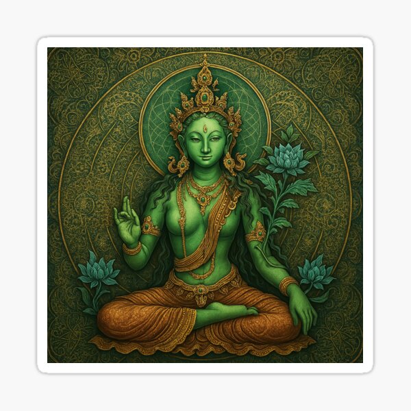 Item preview, Green and Gold Sacred Tara Mandala designed and sold by GuyBlank.